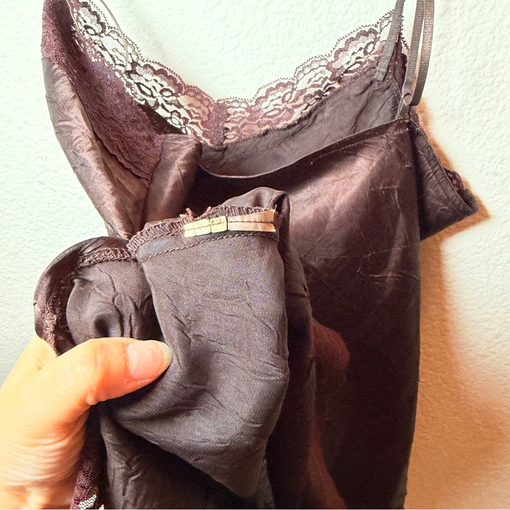 Self Esteem Brown Lace Camisole Satin Slip Top Y2K Coquette Layering Cami - Picture 14 of 14